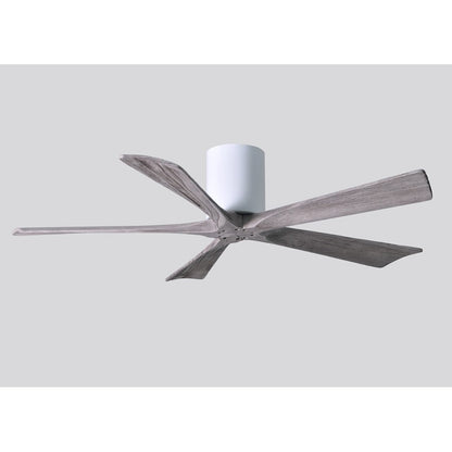 Matthews Fan Irene-H 60in 5-Blade Flush Mount Ceiling Fan | Gloss White and Barn Wood Tone Solid Wood | Living Room & Covered | Model IR5H-WH-BW-60