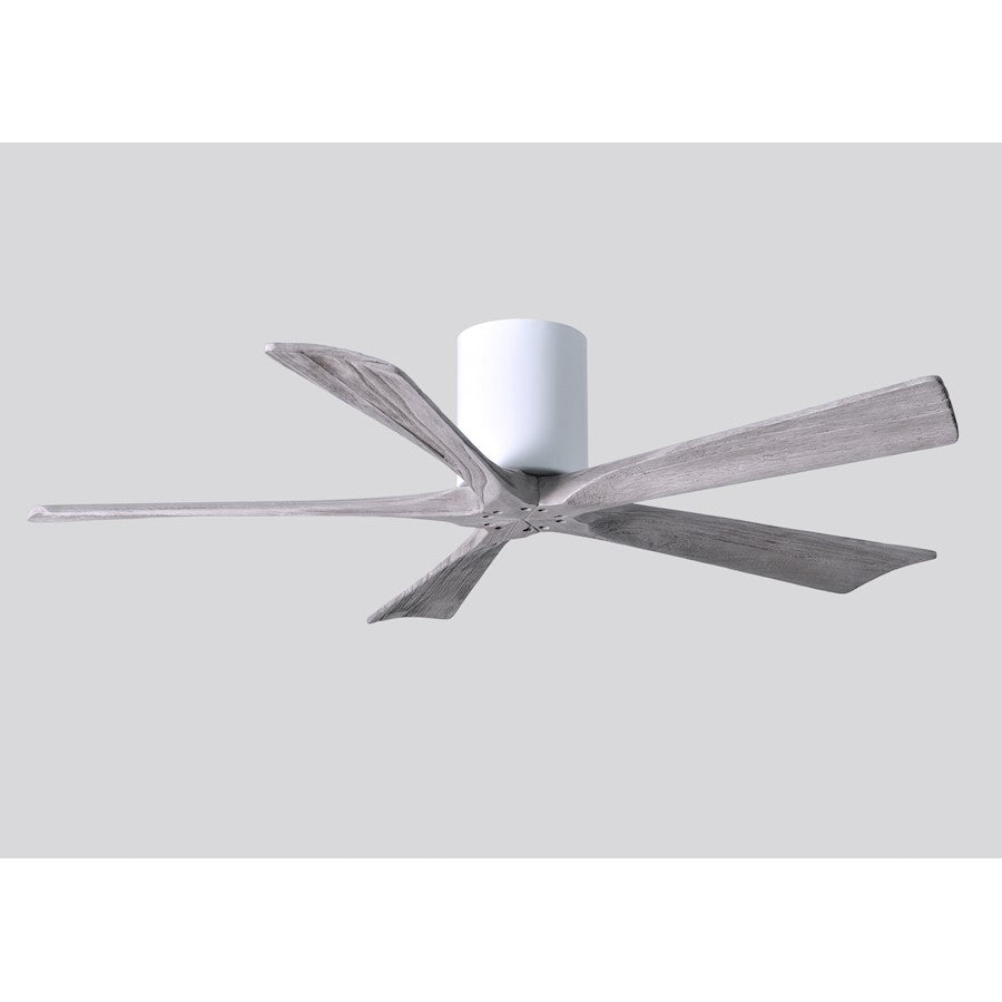 Matthews Fan Irene-H 60in 5-Blade Flush Mount Ceiling Fan | Gloss White and Barn Wood Tone Solid Wood | Living Room & Covered | Model IR5H-WH-BW-60