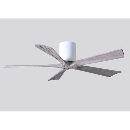 Matthews Fan Irene-H 60in 5-Blade Flush Mount Ceiling Fan | Gloss White and Barn Wood Tone Solid Wood | Living Room & Covered | Model IR5H-WH-BW-60