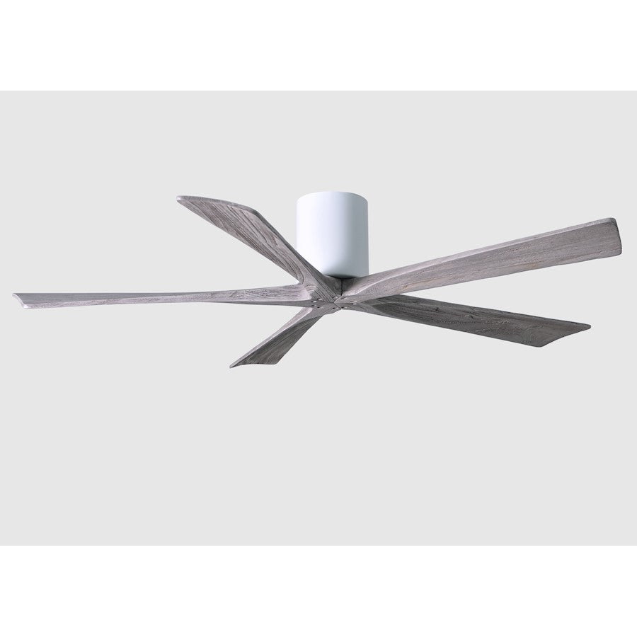 Matthews Fan Irene-H 60in 5-Blade Flush Mount Ceiling Fan | Gloss White and Barn Wood Tone Solid Wood | Living Room & Covered | Model IR5H-WH-BW-60