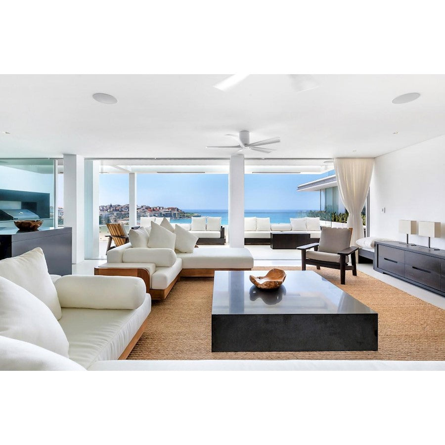 Matthews Fan Irene-H 60in 5-Blade Flush Mount Ceiling Fan | Gloss White and Barn Wood Tone Solid Wood | Living Room & Covered | Model IR5H-WH-BW-60