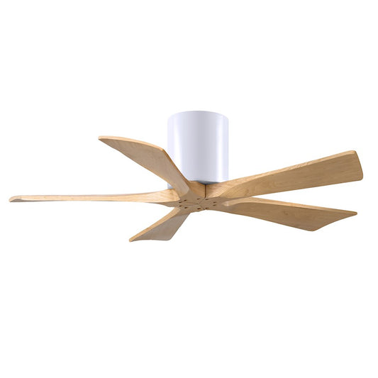 Matthews Fans Irene-5H 42in 5-Blade Ceiling Fan | Contemporary Matte White and Light Maple Solid Wood | Bedroom & Living Room | Model IR5H-WH-LM-42