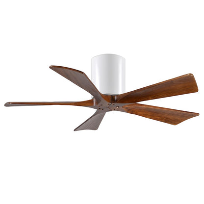 Matthews Fan Irene-H 60in 5-Blade Flush Mount Ceiling Fan | Gloss White and Walnut Tone Solid Wood | Great Room & Covered Patio | Model IR5H-WH-WA-60