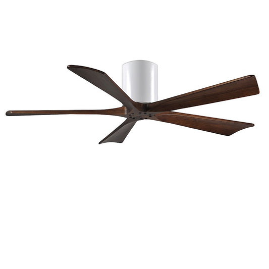 Matthews Fan Irene-H 60in 5-Blade Flush Mount Ceiling Fan | Gloss White and Walnut Tone Solid Wood | Great Room & Covered Patio | Model IR5H-WH-WA-60