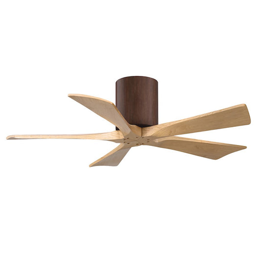 Matthews Fans Irene-5H 42in 5-Blade Ceiling Fan | Rustic Walnut and Light Maple Solid Wood Blades | Bedroom & Small Living Room | Model IR5H-WN-LM-42