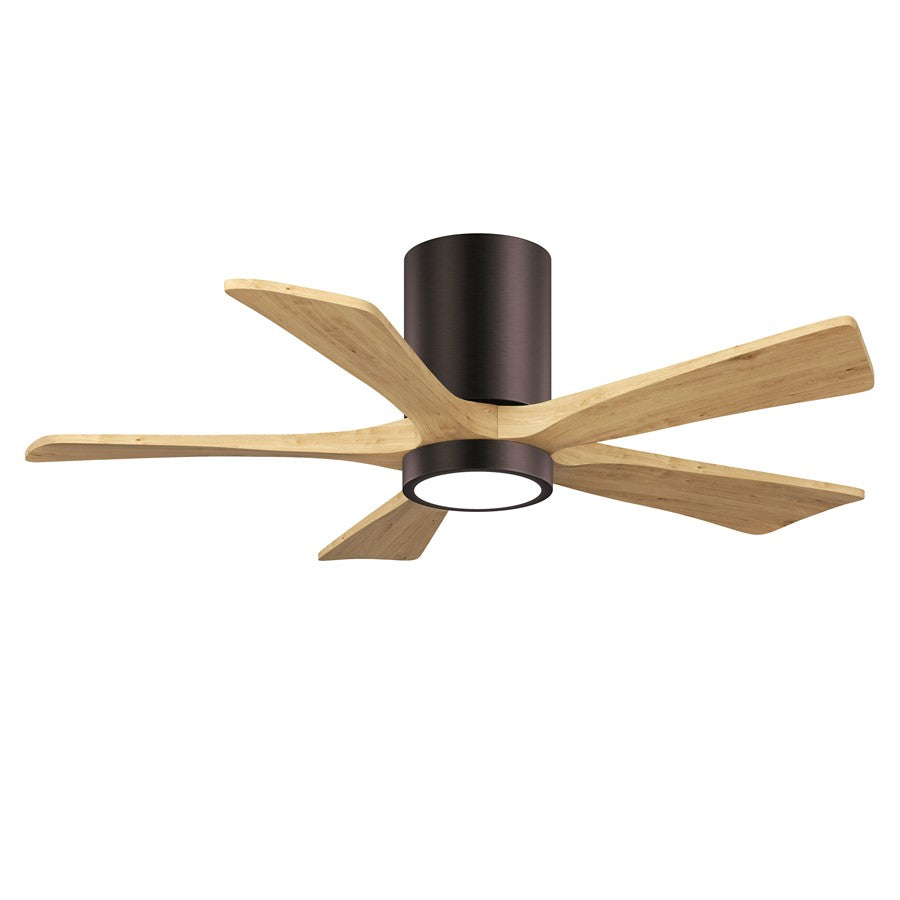 Matthews Fans Irene-5HLK 42in 5-Blade LED Ceiling Fan | Contemporary Brushed Bronze and Light Maple Solid Wood | Bedroom | Model IR5HLK-BB-LM-42