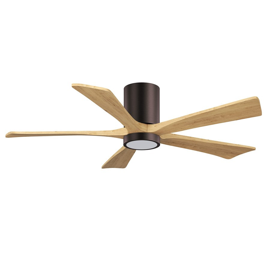 Matthews Fans Irene-5HLK 52in 5-Blade Flush Mount Ceiling Fan | Brushed Bronze and Light Maple Wood | Living Room & Covered | Model IR5HLK-BB-LM-52