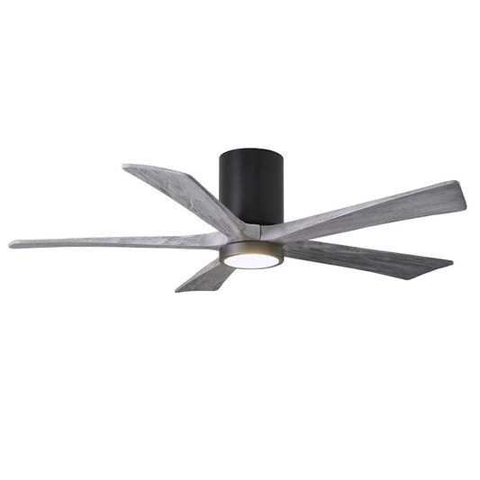Matthews Fan Atlas Irene-HLK 52in 5-Blade Flush Mount Ceiling Fan | Matte Black and Barn Wood with LED Light | Bedroom | Model IR5HLK-BK-BW-52