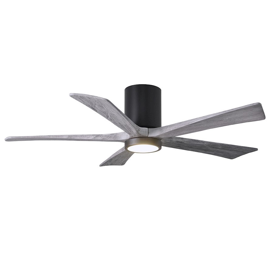 Matthews Fan Atlas Irene-HLK 52in 5-Blade Flush Mount Ceiling Fan | Matte Black and Barn Wood with LED Light | Bedroom | Model IR5HLK-BK-BW-52