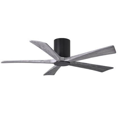 Matthews Fan Atlas Irene-HLK 52in 5-Blade Flush Mount Ceiling Fan | Matte Black and Barn Wood with LED Light | Bedroom | Model IR5HLK-BK-BW-52