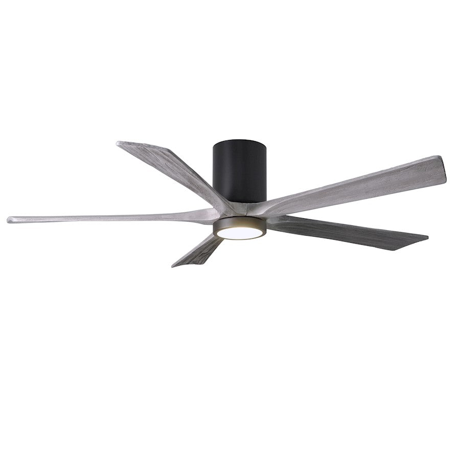 Matthews Fan Atlas Irene-HLK 60in 5-Blade Flush Mount Ceiling Fan | Matte Black and Barn Wood with LED Light | Bedroom | Model IR5HLK-BK-BW-60