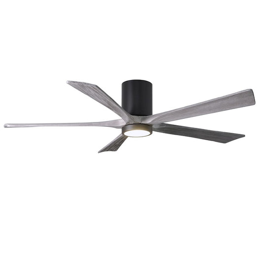 Matthews Fan Atlas Irene-HLK 60in 5-Blade Flush Mount Ceiling Fan | Matte Black and Barn Wood with LED Light | Bedroom | Model IR5HLK-BK-BW-60