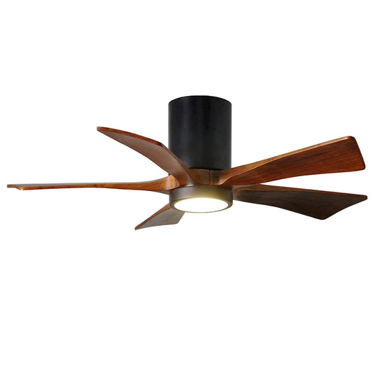 Matthews Fan Irene-HLK 42in 5-Blade Flush Mount Ceiling Fan | Matte Black and Walnut Wood Blades | Bedroom & Living Room | Model IR5HLK-BK-WA-42