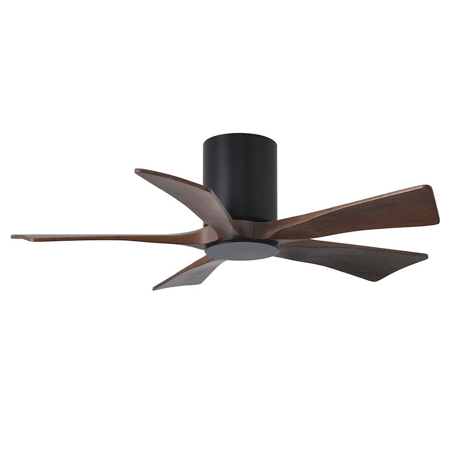 Matthews Fan Irene-HLK 42in 5-Blade Flush Mount Ceiling Fan | Matte Black and Walnut Wood Blades | Bedroom & Living Room | Model IR5HLK-BK-WA-42