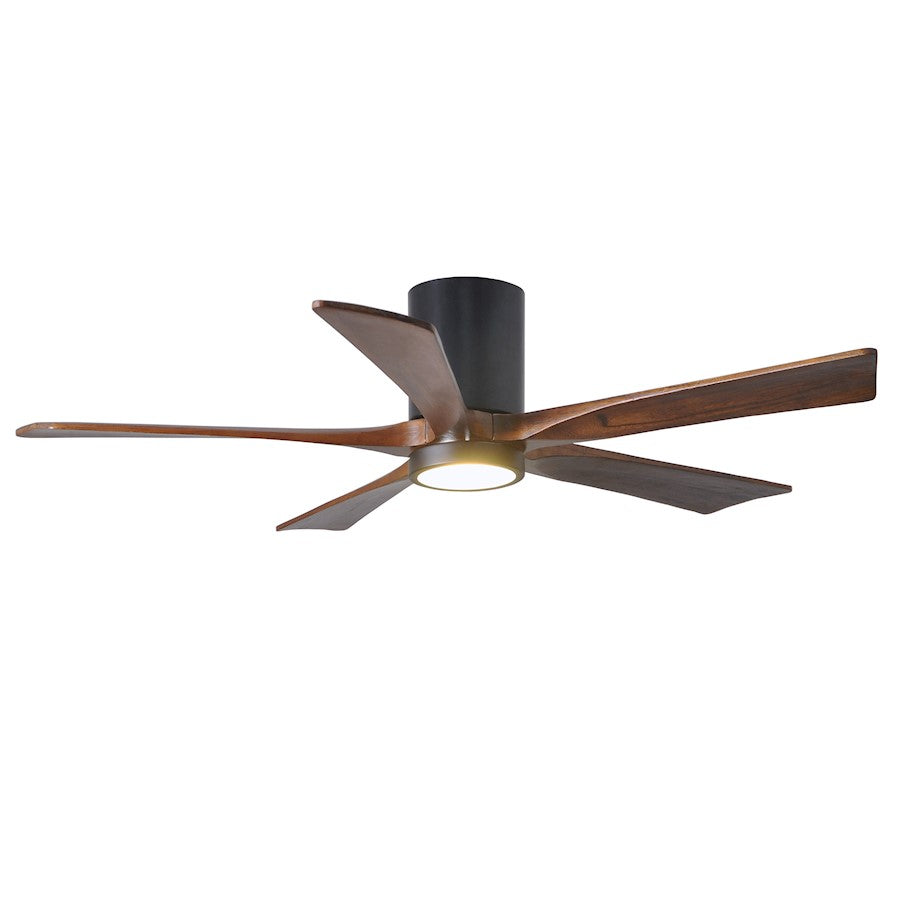 Matthews Fan Irene-HLK 52in 5-Blade Flush Mount Ceiling Fan | Matte Black and Walnut Wood Blades | Bedroom & Living Room | Model IR5HLK-BK-WA-52