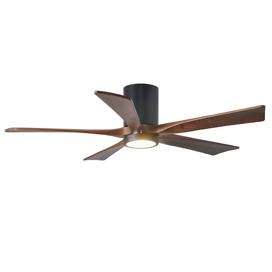 Matthews Fan Irene-HLK 52in 5-Blade Flush Mount Ceiling Fan | Matte Black and Walnut Wood Blades | Bedroom & Living Room | Model IR5HLK-BK-WA-52