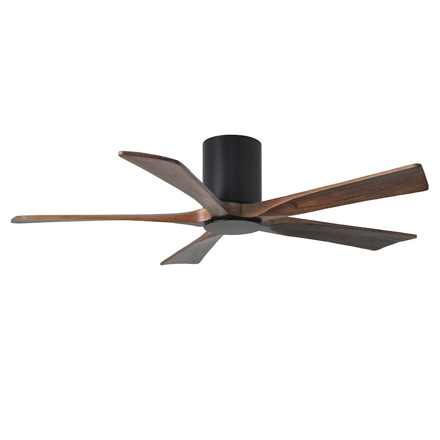 Matthews Fan Irene-HLK 52in 5-Blade Flush Mount Ceiling Fan | Matte Black and Walnut Wood Blades | Bedroom & Living Room | Model IR5HLK-BK-WA-52