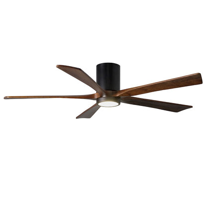 Matthews Fan Irene-HLK 60in 5-Blade Flush Mount Ceiling Fan | Matte Black and Walnut Wood Blades | Bedroom & Living Room | Model IR5HLK-BK-WA-60
