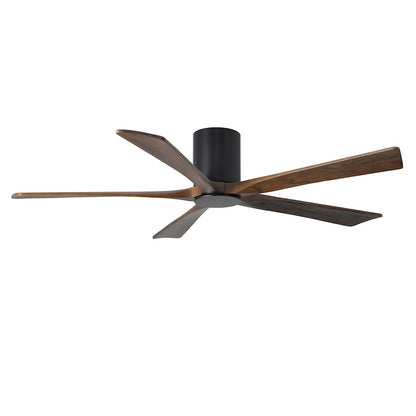 Matthews Fan Irene-HLK 60in 5-Blade Flush Mount Ceiling Fan | Matte Black and Walnut Wood Blades | Bedroom & Living Room | Model IR5HLK-BK-WA-60