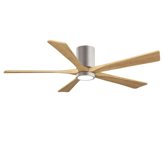 Matthews Fans Irene-5HLK 60in 5-Blade Flush Mount Ceiling Fan | Contemporary Brushed Nickel and Light Maple Wood | Great | Model IR5HLK-BN-LM-60