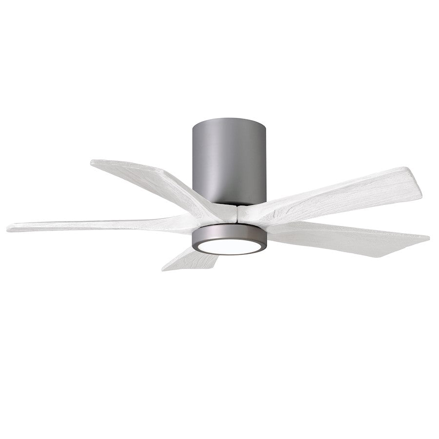 Matthews Fans Irene 5HLK 60in 5-Blade Ceiling Fan | Brushed Nickel and Matte White Wood Blades | Bedroom & Living Room | Model IR5HLK-BN-MWH-60