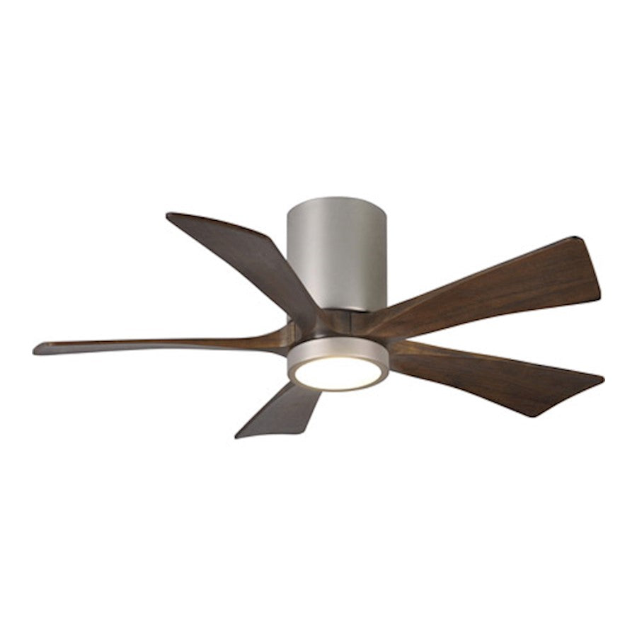 Matthews Fan Irene-H 60in 5-Blade Flush Mount Ceiling Fan | Gloss White and Walnut Tone Solid Wood | Great Room & Covered Patio | Model IR5H-WH-WA-60