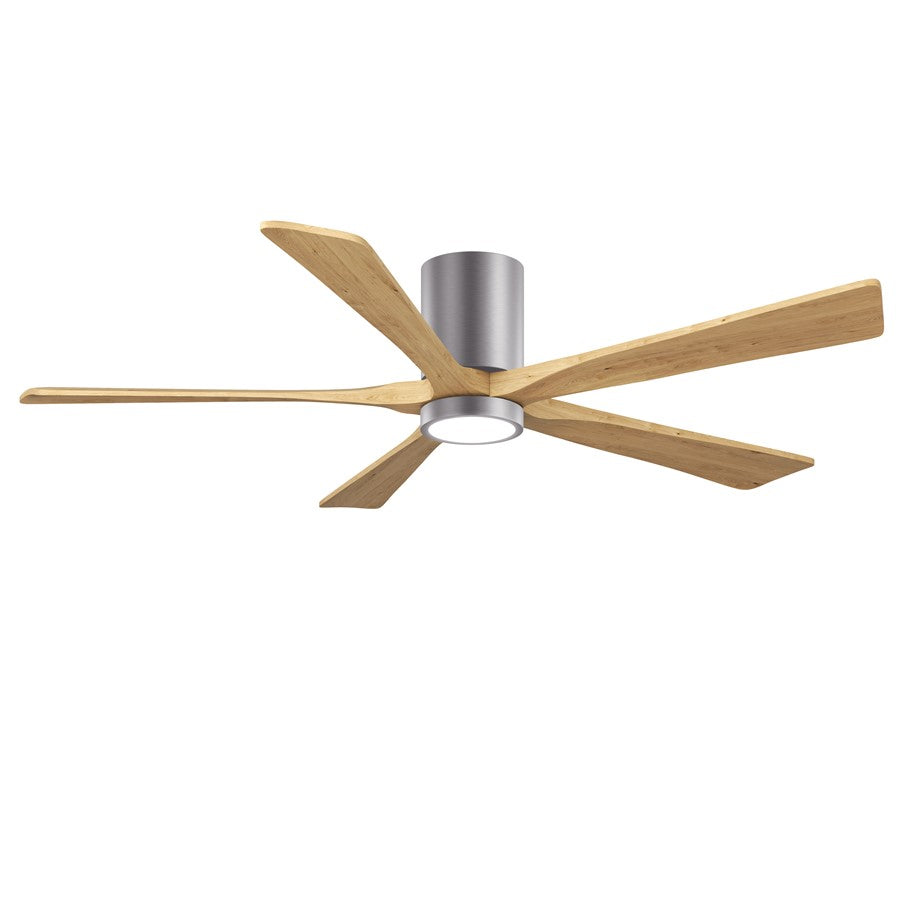 Matthews Fans Irene-5HLK 60in 5-Blade Flush Mount Ceiling Fan | Contemporary Brushed Pewter and Light Maple Solid Wood | Model IR5HLK-BP-LM-60
