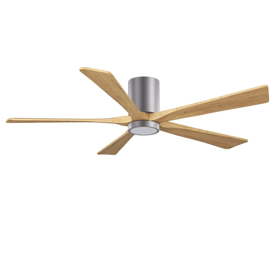 Matthews Fans Irene-5HLK 60in 5-Blade Flush Mount Ceiling Fan | Contemporary Brushed Pewter and Light Maple Solid Wood | Model IR5HLK-BP-LM-60
