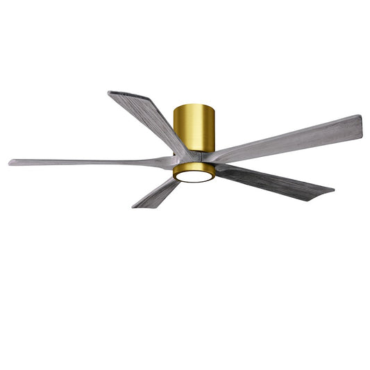 Matthews Fans Irene 5HLK 60in 5-Blade Ceiling Fan | Brushed Brass and Barnwood Wood Blades | Bedroom & Living Room | Model IR5HLK-BRBR-BW-60