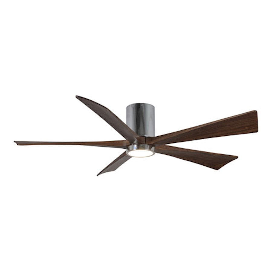 Matthews Fan Irene-H 60in 5-Blade Flush Mount Ceiling Fan | Gloss White and Walnut Tone Solid Wood | Great Room & Covered Patio | Model IR5H-WH-WA-60