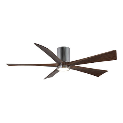 Matthews Fan Irene-H 60in 5-Blade Flush Mount Ceiling Fan | Gloss White and Walnut Tone Solid Wood | Great Room & Covered Patio | Model IR5H-WH-WA-60