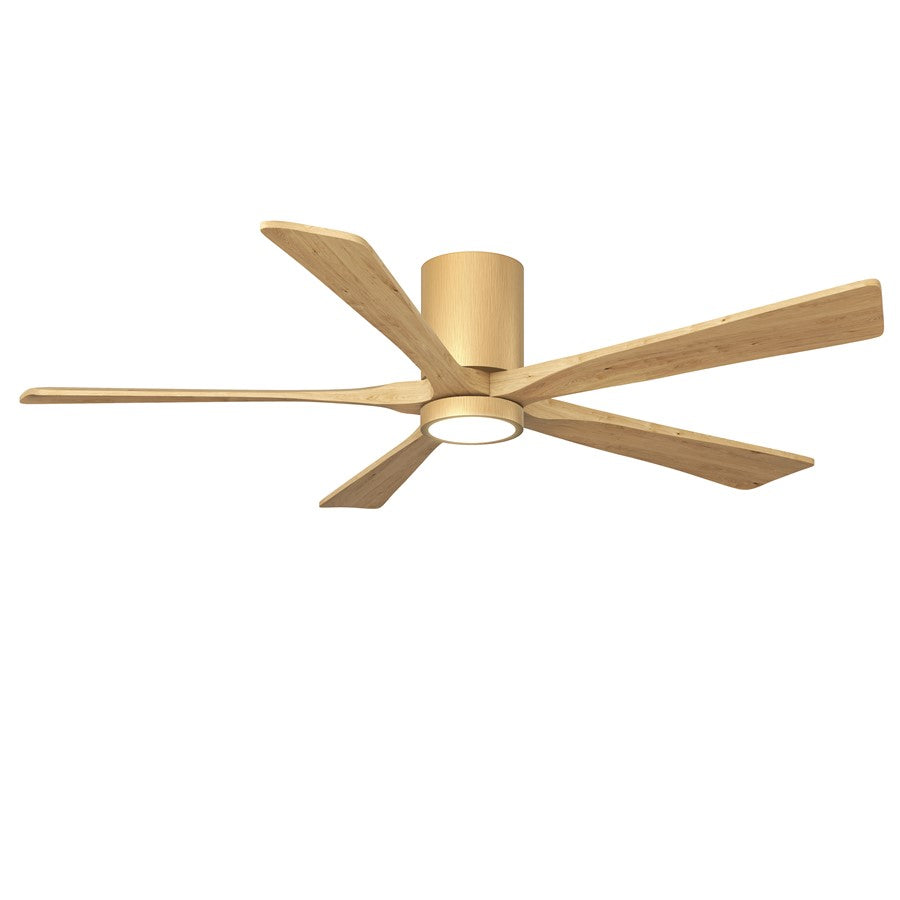 Matthews Fans Irene-5HLK 60in 5-Blade Flush Mount Ceiling Fan | Light Maple Solid Wood Blades | Great Room & Covered Patio | Model IR5HLK-LM-LM-60