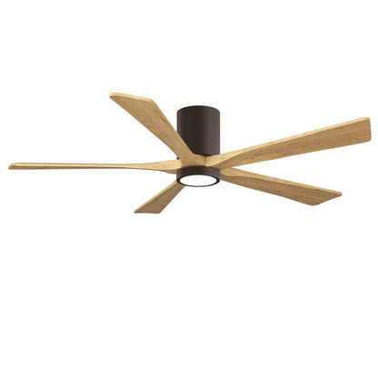 Matthews Fans Irene-5HLK 60in 5-Blade Flush Mount Ceiling Fan | Textured Bronze and Light Maple Wood | Great Room | Model IR5HLK-TB-LM-60