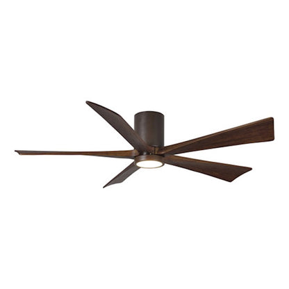 Matthews Fan Irene-H 60in 5-Blade Flush Mount Ceiling Fan | Gloss White and Walnut Tone Solid Wood | Great Room & Covered Patio | Model IR5H-WH-WA-60
