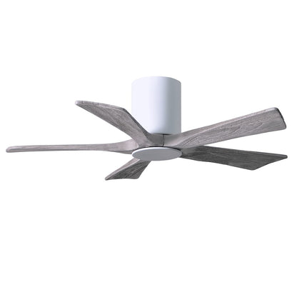 Matthews Fan Irene-HLK 42in 5-Blade Flush Mount Ceiling Fan | Gloss White and Barn Wood Solid Wood Blades | Bedroom & Living | Model IR5HLK-WH-BW-42