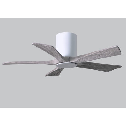 Matthews Fan Irene-HLK 42in 5-Blade Flush Mount Ceiling Fan | Gloss White and Barn Wood Solid Wood Blades | Bedroom & Living | Model IR5HLK-WH-BW-42