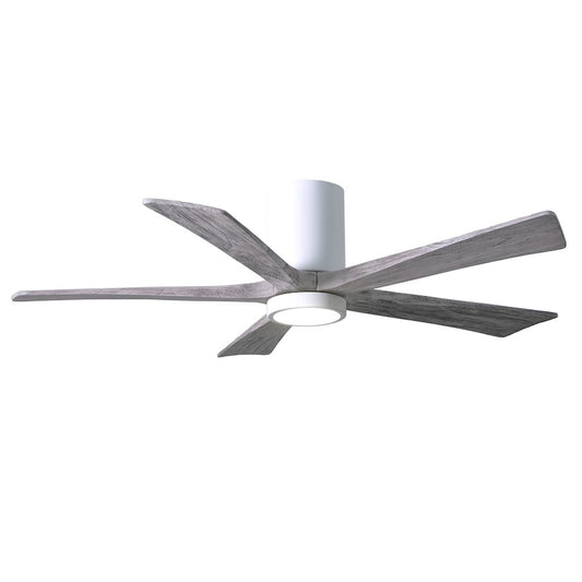 Matthews Fan Irene-HLK 52in 5-Blade Flush Mount Ceiling Fan | Gloss White and Barn Wood Solid Wood Blades | Bedroom & Living | Model IR5HLK-WH-BW-52