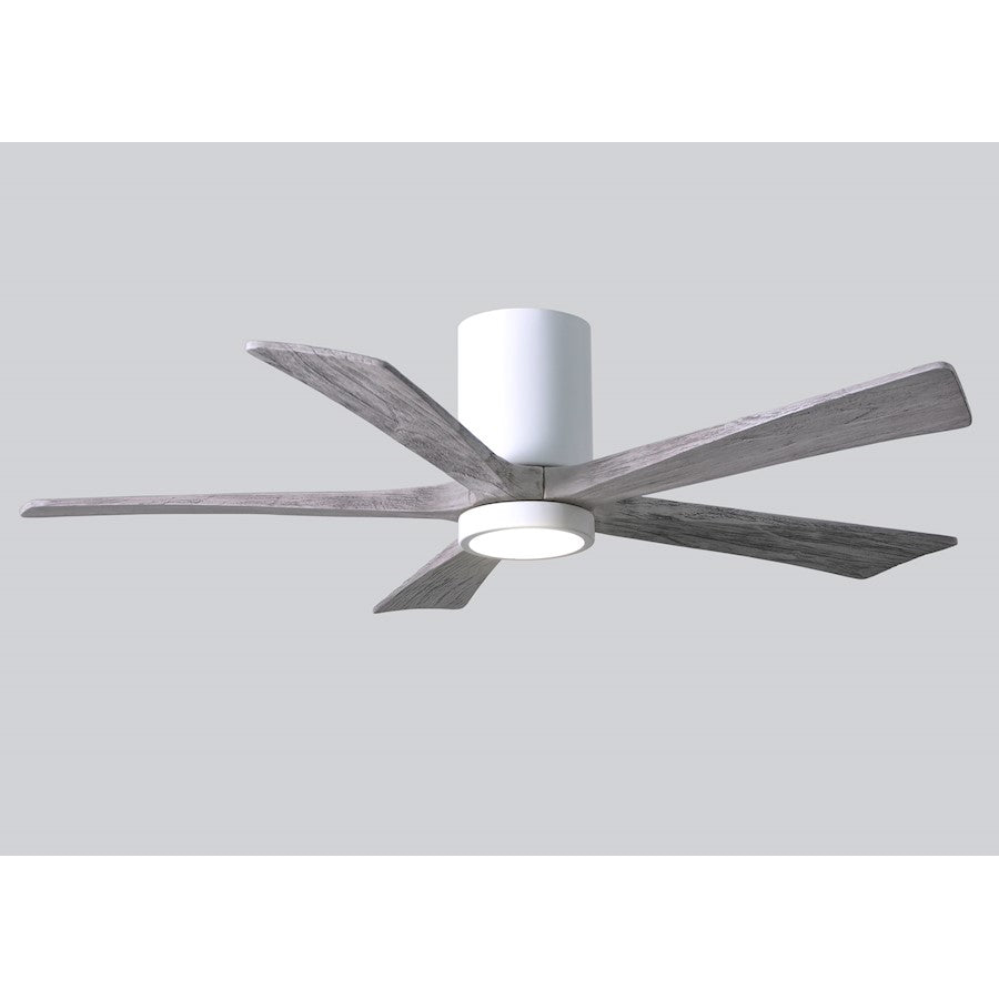 Matthews Fan Irene-HLK 52in 5-Blade Flush Mount Ceiling Fan | Gloss White and Barn Wood Solid Wood Blades | Bedroom & Living | Model IR5HLK-WH-BW-52