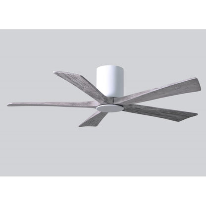 Matthews Fan Irene-HLK 52in 5-Blade Flush Mount Ceiling Fan | Gloss White and Barn Wood Solid Wood Blades | Bedroom & Living | Model IR5HLK-WH-BW-52