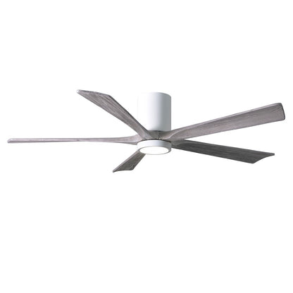 Matthews Fan Irene-HLK 60in 5-Blade Flush Mount Ceiling Fan | Gloss White and Barn Wood Solid Wood Blades | Bedroom & Living | Model IR5HLK-WH-BW-60