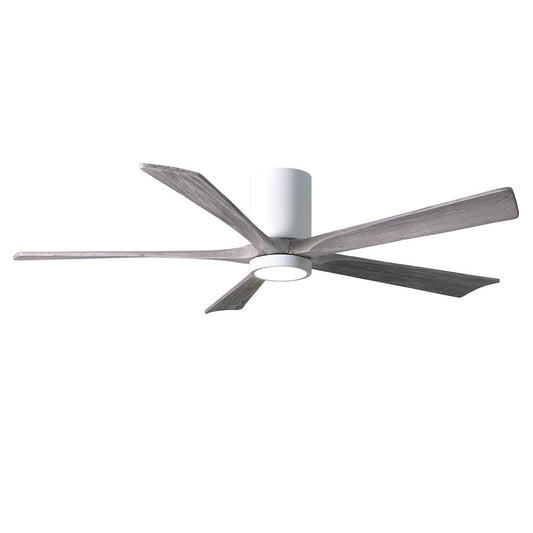 Matthews Fan Irene-HLK 60in 5-Blade Flush Mount Ceiling Fan | Gloss White and Barn Wood Solid Wood Blades | Bedroom & Living | Model IR5HLK-WH-BW-60