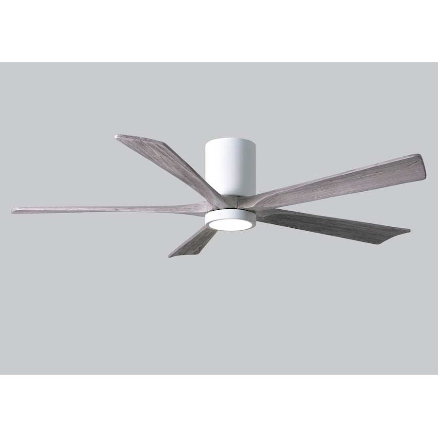 Matthews Fan Irene-HLK 60in 5-Blade Flush Mount Ceiling Fan | Gloss White and Barn Wood Solid Wood Blades | Bedroom & Living | Model IR5HLK-WH-BW-60