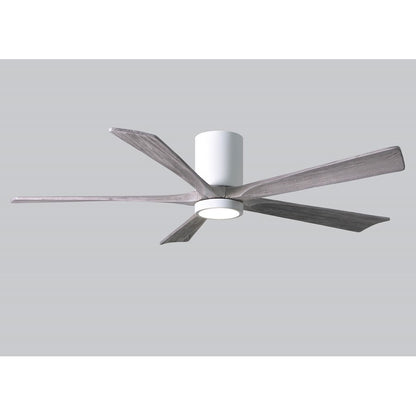 Matthews Fan Irene-HLK 60in 5-Blade Flush Mount Ceiling Fan | Gloss White and Barn Wood Solid Wood Blades | Bedroom & Living | Model IR5HLK-WH-BW-60