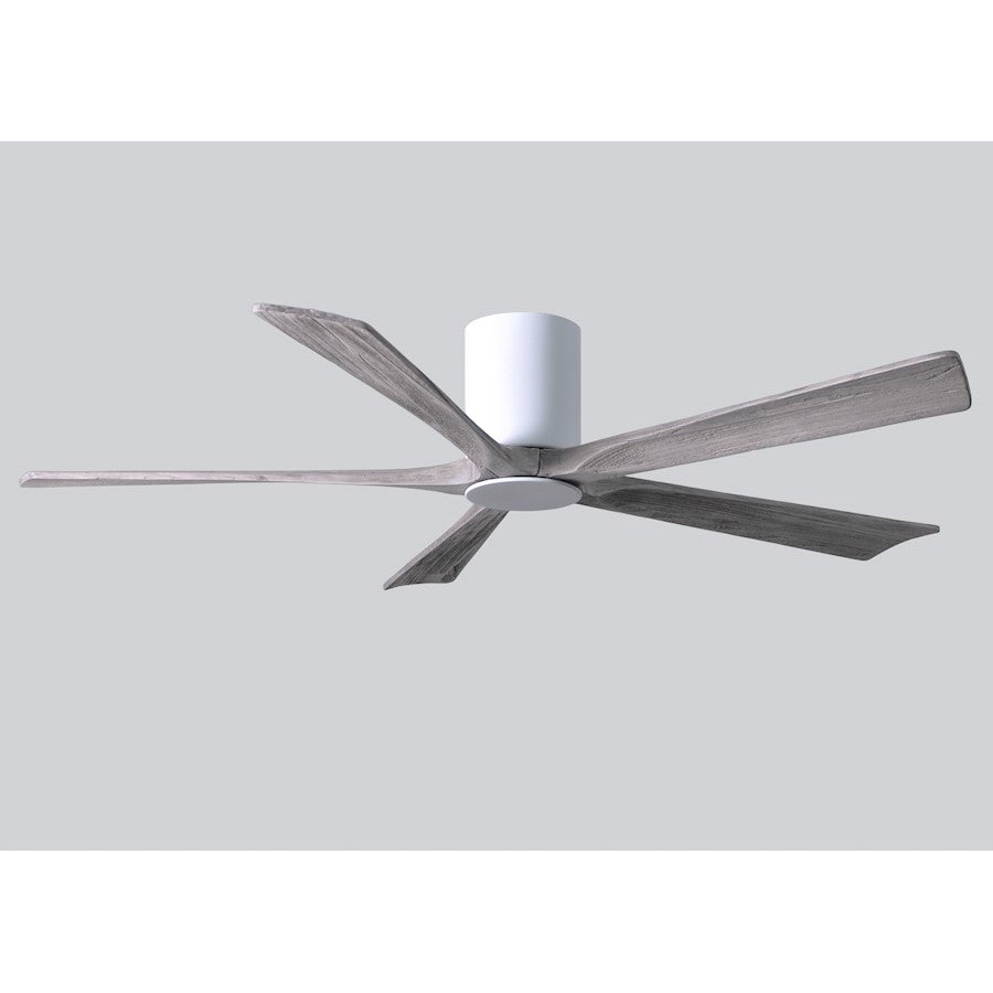 Matthews Fan Irene-HLK 60in 5-Blade Flush Mount Ceiling Fan | Gloss White and Barn Wood Solid Wood Blades | Bedroom & Living | Model IR5HLK-WH-BW-60