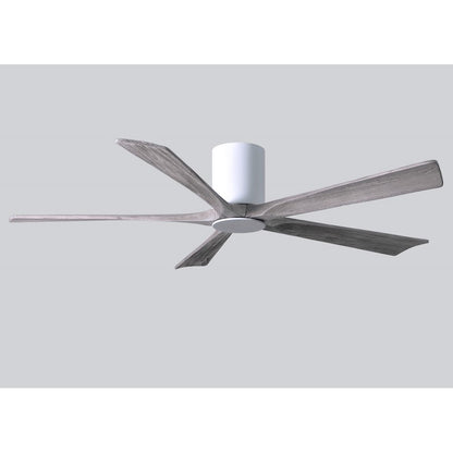 Matthews Fan Irene-HLK 60in 5-Blade Flush Mount Ceiling Fan | Gloss White and Barn Wood Solid Wood Blades | Bedroom & Living | Model IR5HLK-WH-BW-60