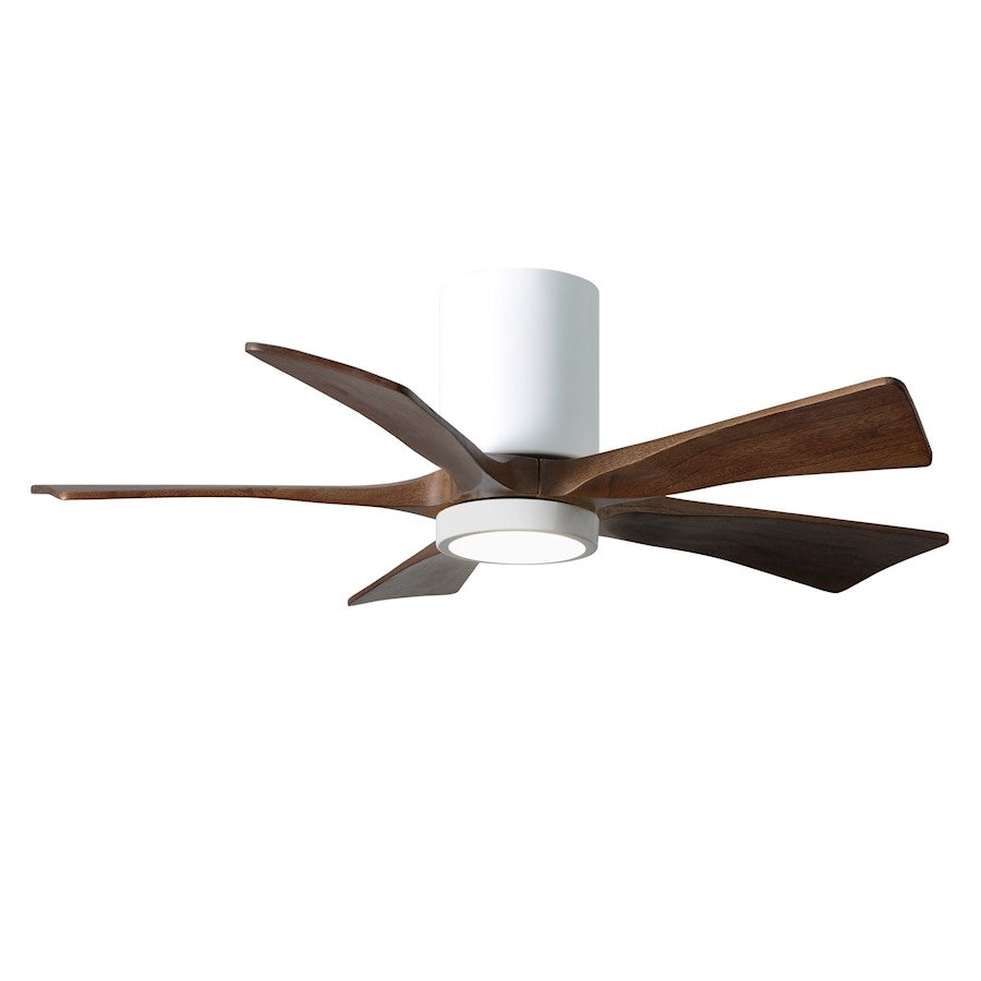 Matthews Fan Irene-HLK 42in 5-Blade Flush Mount Ceiling Fan | Gloss White and Walnut Solid Wood Blades | Bedroom & Living | Model IR5HLK-WH-WA-42