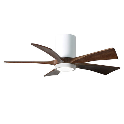 Matthews Fan Irene-HLK 42in 5-Blade Flush Mount Ceiling Fan | Gloss White and Walnut Solid Wood Blades | Bedroom & Living | Model IR5HLK-WH-WA-42