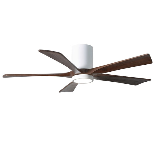 Matthews Fan Irene-HLK 52in 5-Blade Flush Mount Ceiling Fan | Gloss White and Walnut Wood Blades | Bedroom & Living Room | Model IR5HLK-WH-WA-52