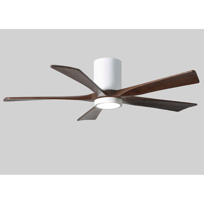 Matthews Fan Irene-HLK 52in 5-Blade Flush Mount Ceiling Fan | Gloss White and Walnut Wood Blades | Bedroom & Living Room | Model IR5HLK-WH-WA-52