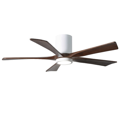 Matthews Fan Irene-HLK 52in 5-Blade Flush Mount Ceiling Fan | Gloss White and Walnut Wood Blades | Bedroom & Living Room | Model IR5HLK-WH-WA-52